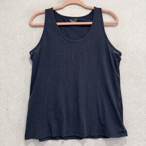 Athleta Organic Daily Tank Top Womens Medium Navy Blue 100% Cotton Basic Casual